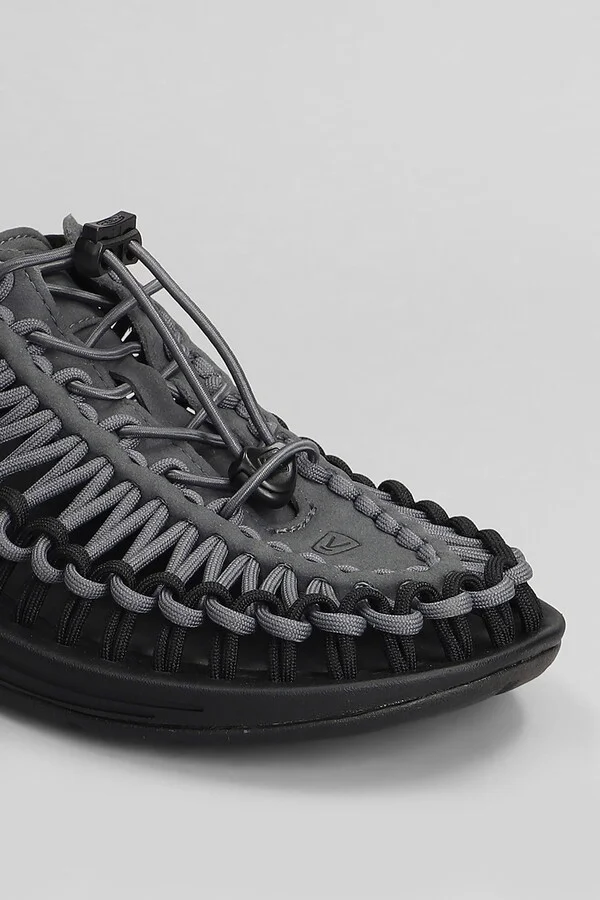 Uneek M Flats In Black Suede And Fabric - Image 5