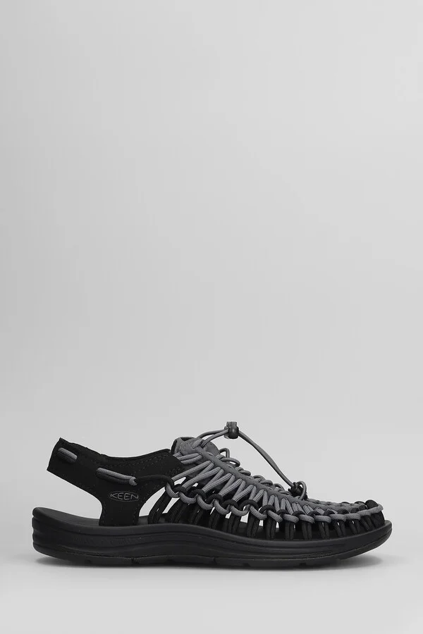 Uneek M Flats In Black Suede And Fabric