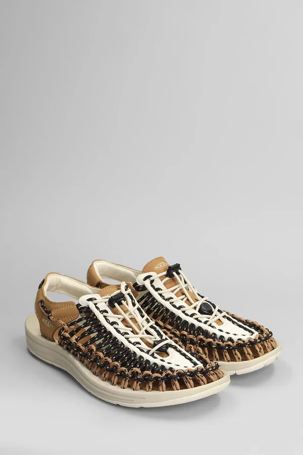 Uneek M Flats In Brown Suede And Fabric - Image 2