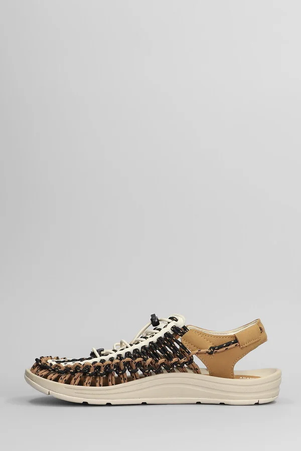 Uneek M Flats In Brown Suede And Fabric - Image 3
