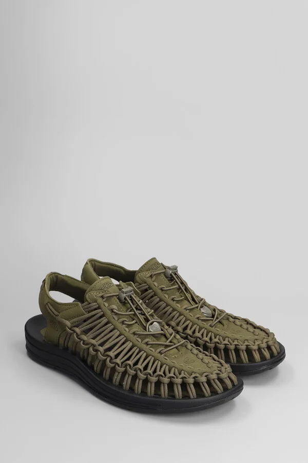 Uneek M Flats In Green Suede And Fabric - Image 2