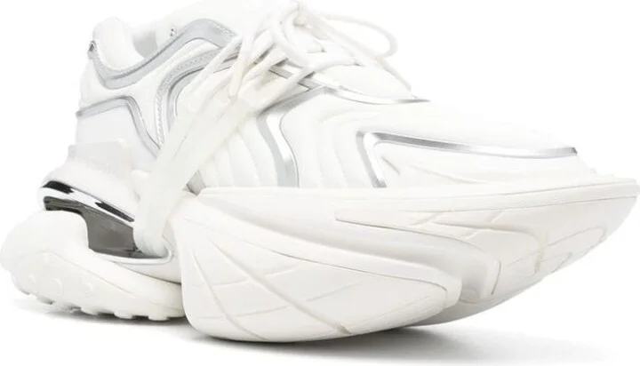 'Unicorn' White Sneakers With With Embossed Logo On The Side In Tech Fabric Man - Image 3