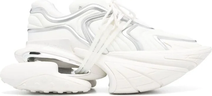 'Unicorn' White Sneakers With With Embossed Logo On The Side In Tech Fabric Man