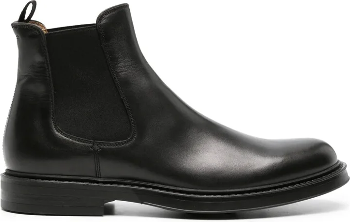 Uniform leather ankle boots
