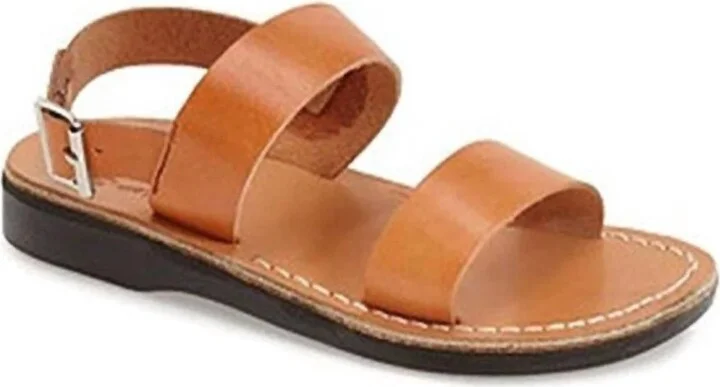 Unisex - Golan Leather Slingback Flat Sandal In Tan