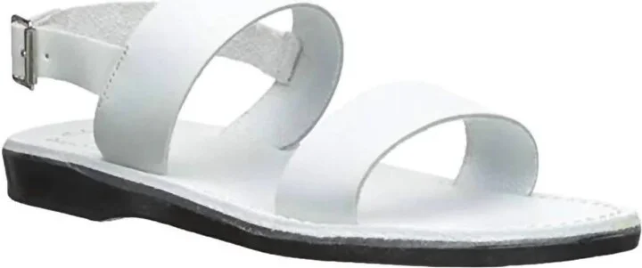 Unisex - Golan Leather Slingback Flat Sandal In White