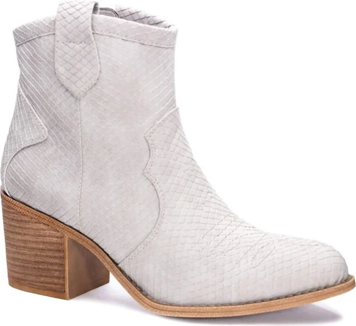 Unite Snake Ankle Bootie In White
