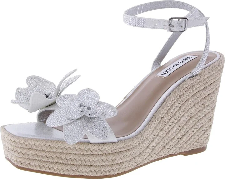 Universal Womens Applique Faux Leather Wedge Sandals