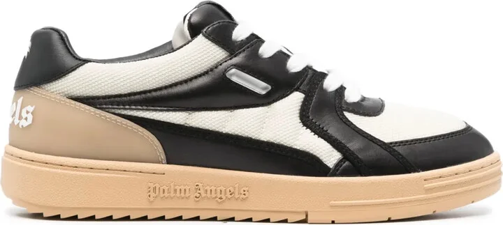 University panelled leather sneakers
