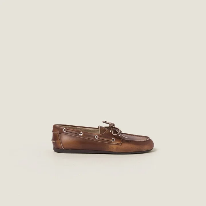 Unlined bleached leather boat shoes - Image 2