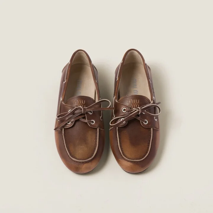 Unlined bleached leather boat shoes - Image 4