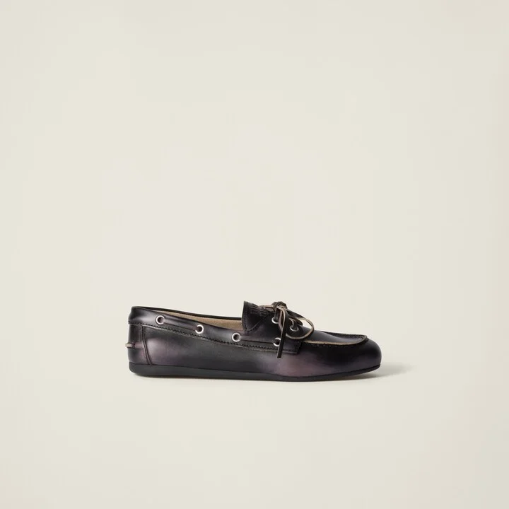 Unlined bleached leather boat shoes - Image 2