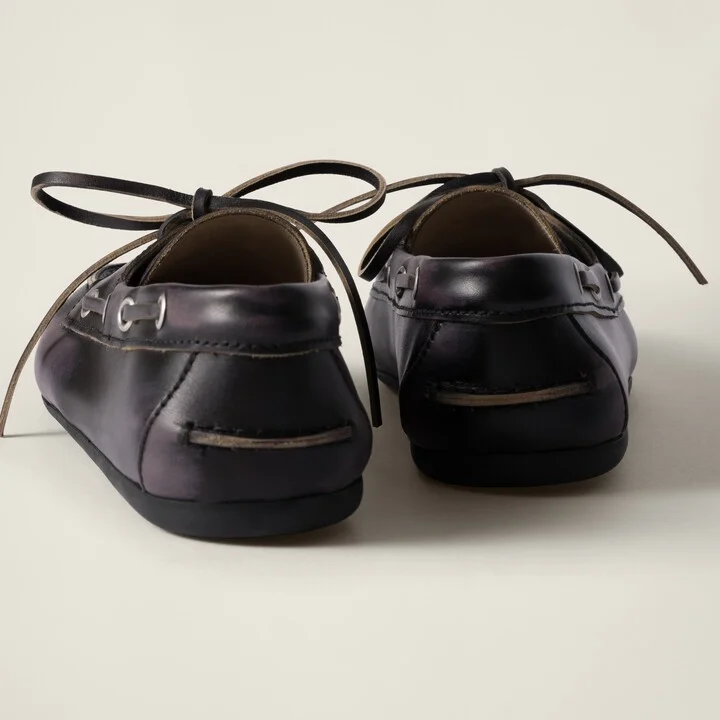 Unlined bleached leather boat shoes - Image 3