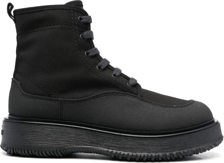 Untraditional lace-up ankle boots