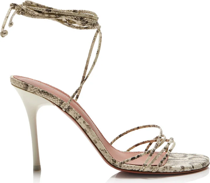 Up Snake-Printed Leather SandalsMuaddi
