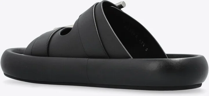 Upper-Buckles Leather Slides - Image 2