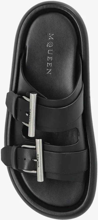 Upper-Buckles Leather Slides - Image 3