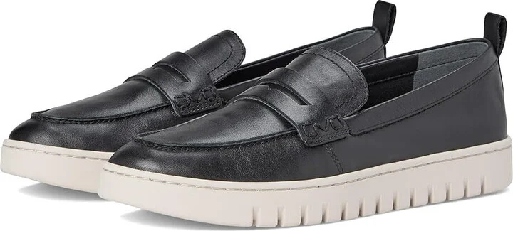 Uptown Flat Women's US 9 Black Leather Round Toe Loafers Shoes ZPO3653