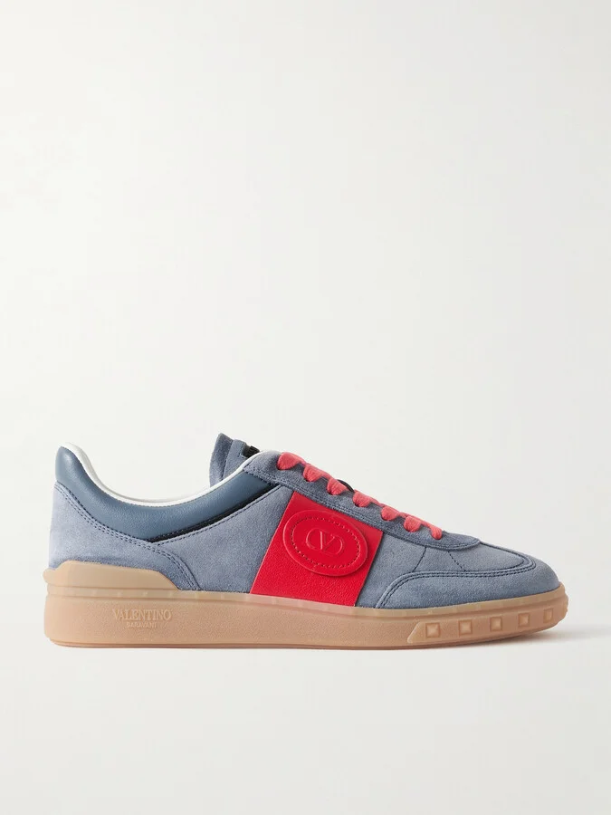 Upvillage Leather-Trimmed Suede Sneakers