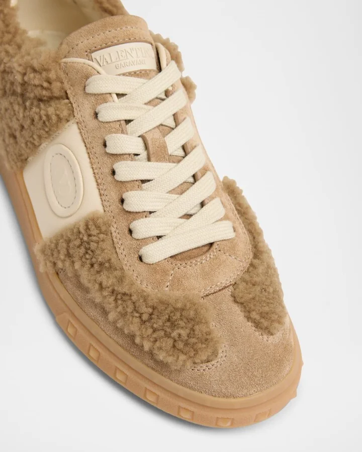 Upvillage Suede Shearling Low-Top Sneakers - Image 3