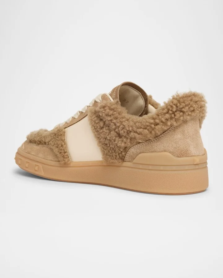 Upvillage Suede Shearling Low-Top Sneakers - Image 5