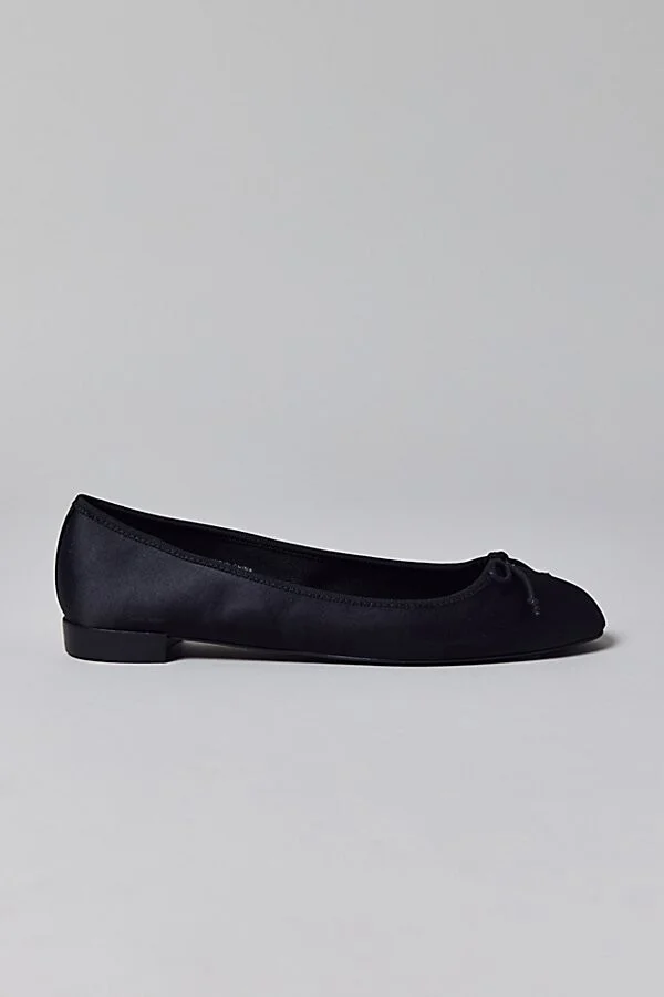 Urban Outfitters UO Lucy Satin Ballet Flat in Black - Image 3
