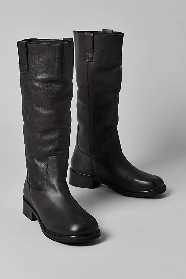 Urban Outfitters UO Tall Leather Slouch Boot in Dark Grey - Image 2