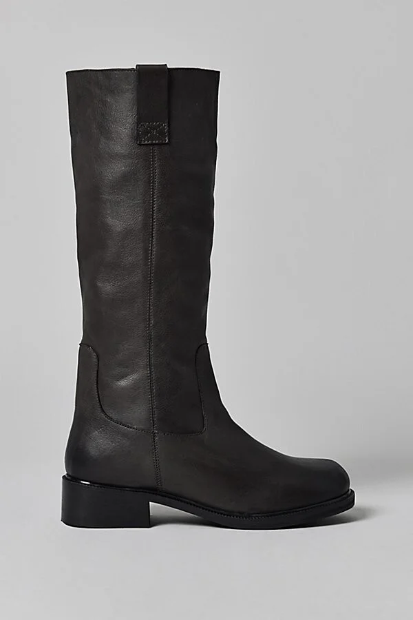 Urban Outfitters UO Tall Leather Slouch Boot in Dark Grey - Image 3