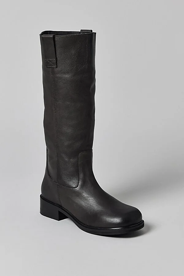 Urban Outfitters UO Tall Leather Slouch Boot in Dark Grey - Image 4