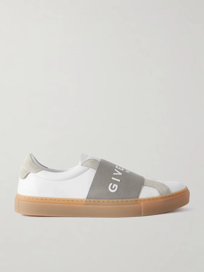 Urban Street Logo-Appliquéd Webbing and Suede-Trimmed Leather Slip-On Sneakers