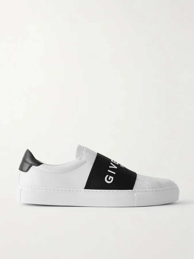Urban Street Logo-Appliquéd Webbing-Trimmed Leather Slip-On Sneakers