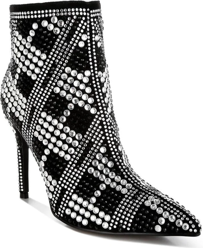 Urbanite Rhinestones Studded Stiletto Heel Boots - Image 2