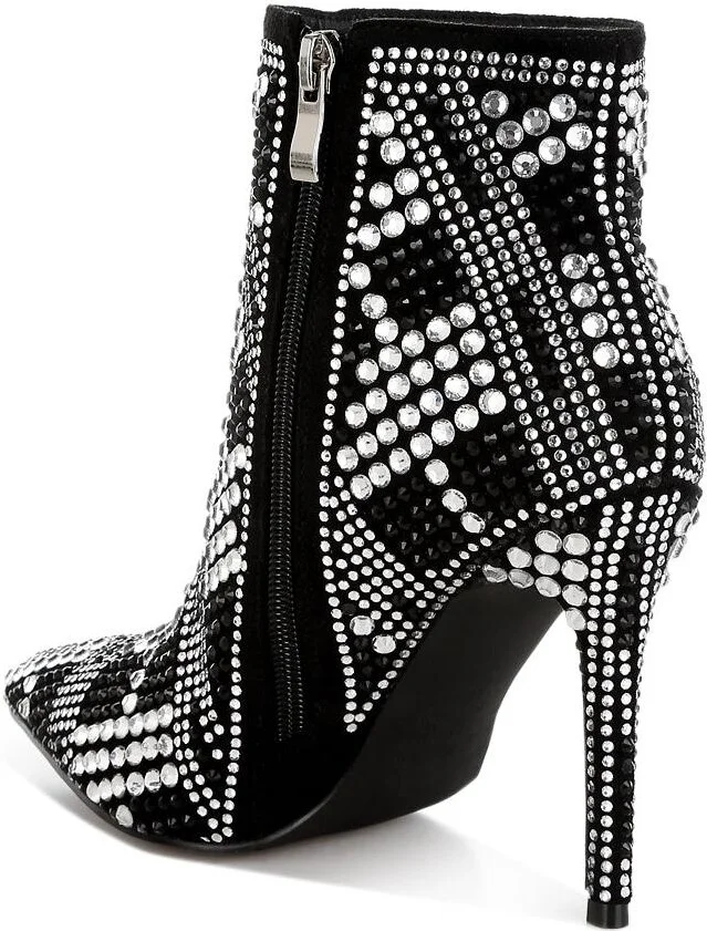 Urbanite Rhinestones Studded Stiletto Heel Boots - Image 3