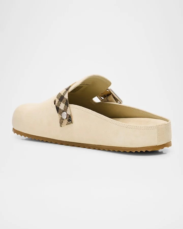 Urchin Suede Check Buckle Clogs - Image 2