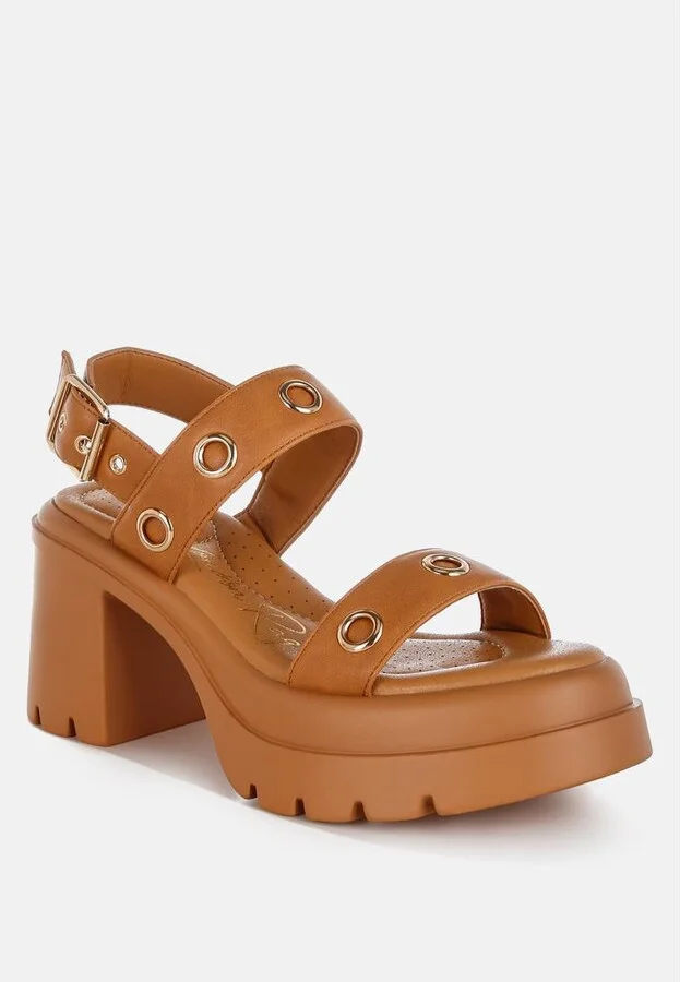 Urla Eyelet Detail Platform Heel Sandals - Image 2