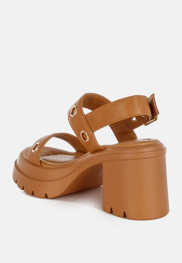 Urla Eyelet Detail Platform Heel Sandals - Image 3
