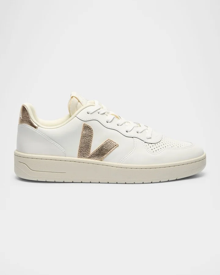 V-10 Bicolor Leather Low-Top Sneakers