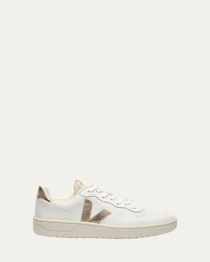 V-10 Bicolor Leather Low-Top Sneakers