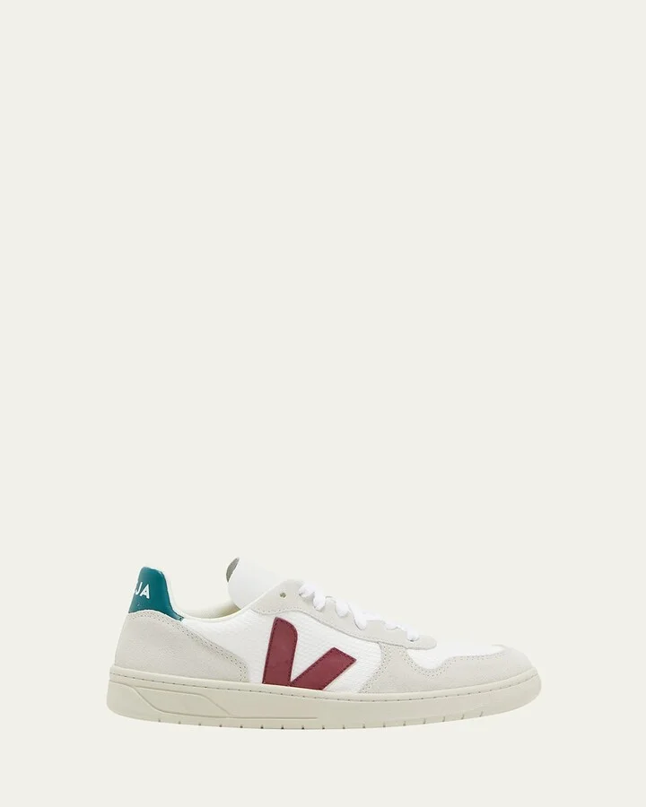 V 10 Logo Suede Low-Top Sneakers