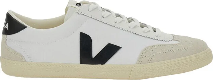 'V-10' White Sneakers With Side Logo Application In Leather Unisex