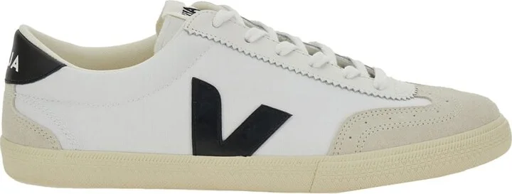 'v-10' White Sneakers With Side Logo Application In Leather Unisex