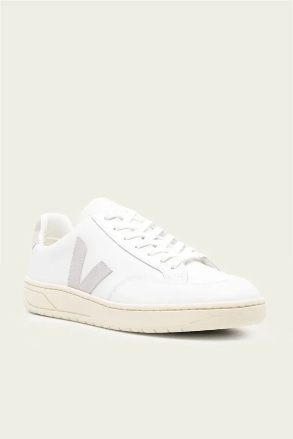 V-12 Leather Men Sneaker in White Light Grey - Image 2