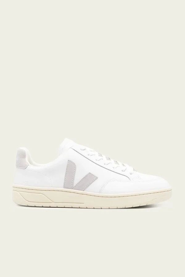 V-12 Leather Men Sneaker in White Light Grey
