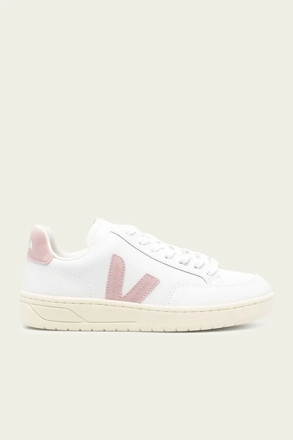 V-12 Leather Sneaker in White Babe