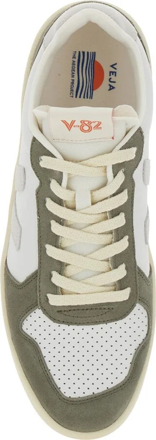 'V-82' Green Low Top Sneakers With Logo Patch On Tongue And Side And Logo Lettering On The Heel In Leather Unisex - Image 4