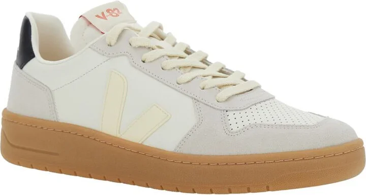 'V-82' Grey Low Top Sneakers With Logo Patch On Tongue And Side And Logo Letteirng On The Heel In Leather Unisex - Image 2