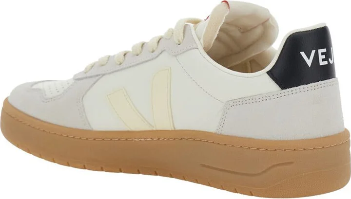 'V-82' Grey Low Top Sneakers With Logo Patch On Tongue And Side And Logo Letteirng On The Heel In Leather Unisex - Image 3