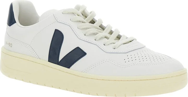 'V-90' White Low Top Sneakers With Logo Patch In Leather Man - Image 3