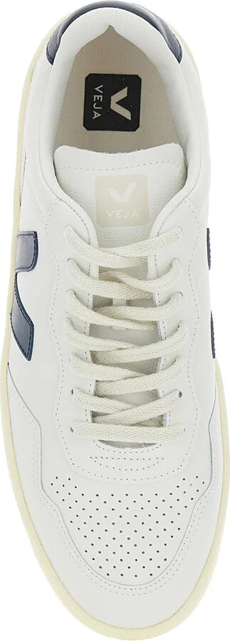 'V-90' White Low Top Sneakers With Logo Patch In Leather Man - Image 4