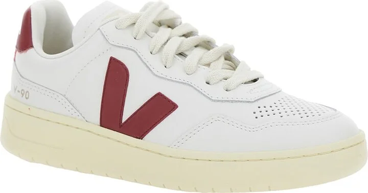 'v-90' White Low Top Sneakers With Logo Patch In Leather Woman - Image 2
